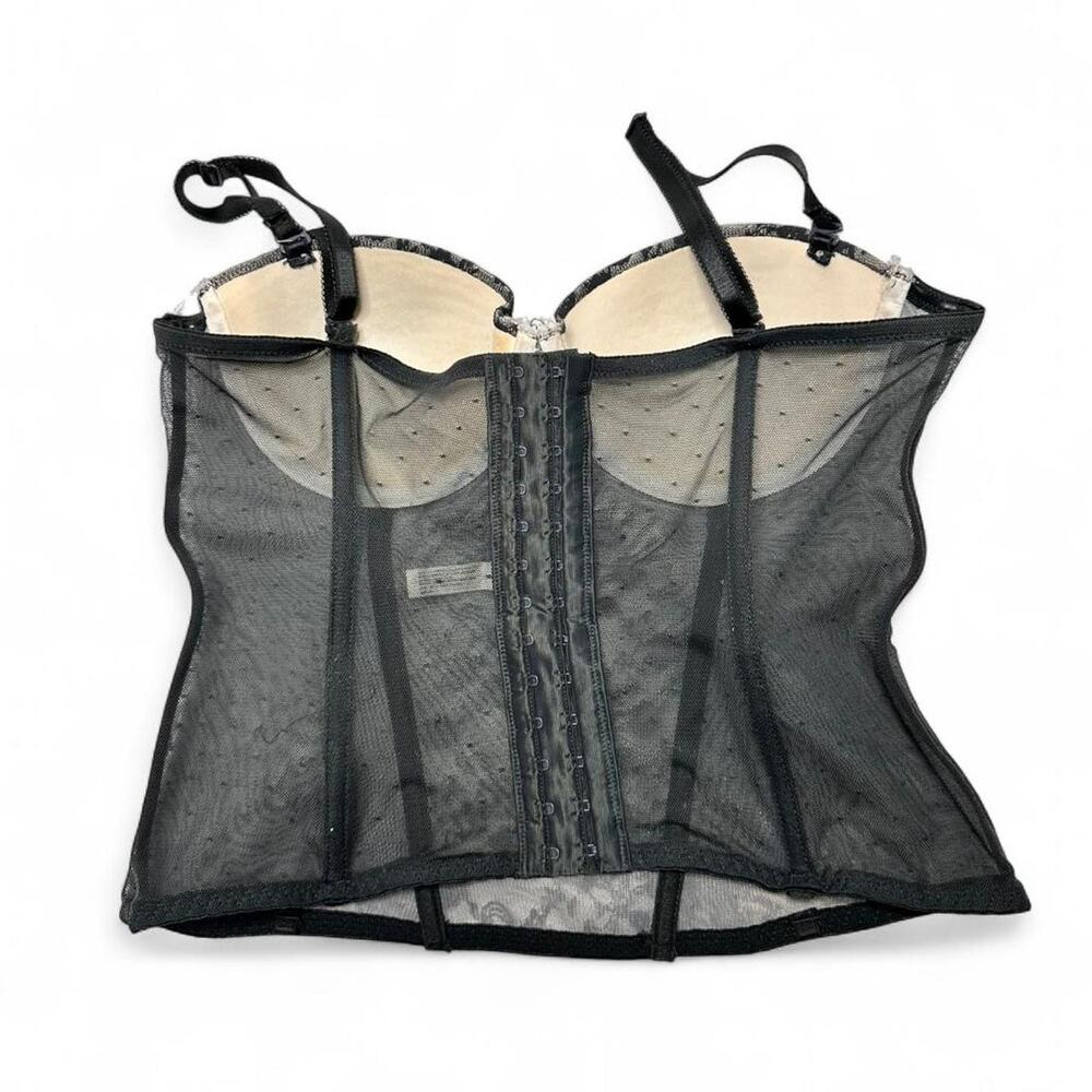 Blush Y2K Vintage Sheer Polka Do Lace Trim Corset Lingerie Top Size Medium - Picture 2 of 6